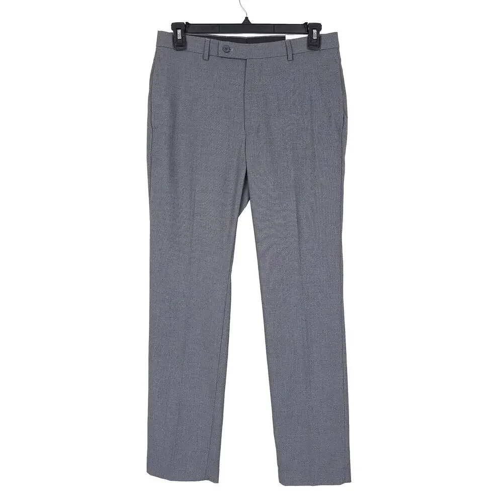 Calvin Klein Mens Slim Fit Dress Pants 33x32 Medium Grey Solid Sharkskin Stretch